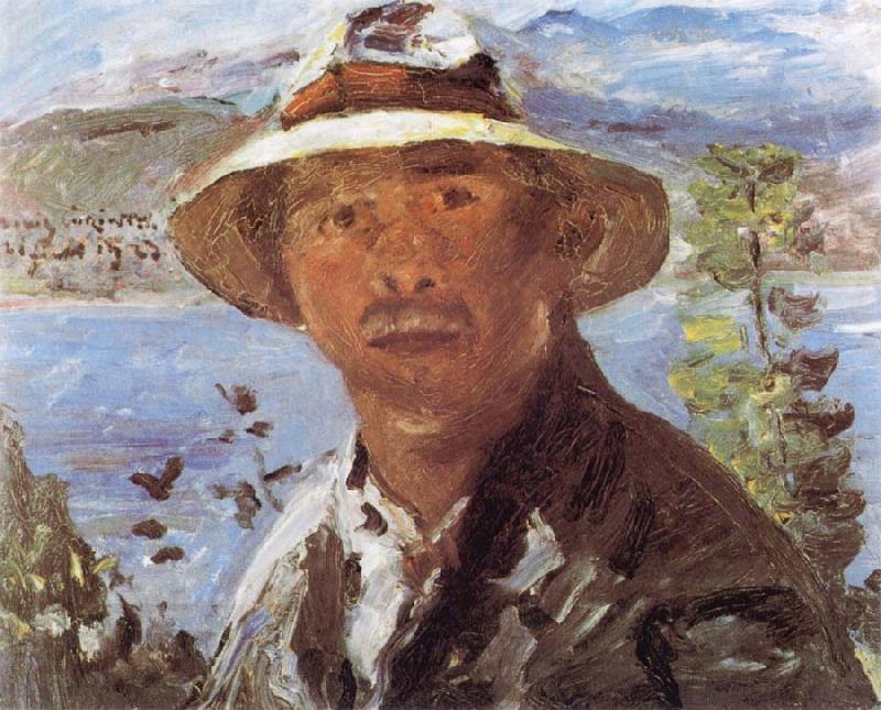 Lovis Corinth Self Portrait with Straw Hat China oil painting art